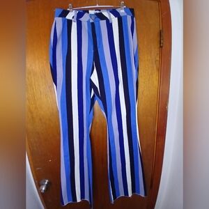 YMI Women's Blue Striped Flare Pants